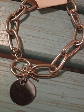 Silver Chain Link Bracelet with Disc Charm